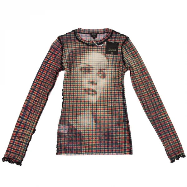 ジャンポールゴルチエ ファムJean Paul GAULTIER FEMME フェイスチェックプリントパワーネットカットソー マルチ40 K-118141_002