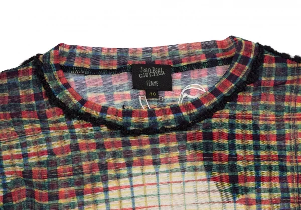 ジャンポールゴルチエ ファムJean Paul GAULTIER FEMME フェイスチェックプリントパワーネットカットソー マルチ40 K-118141_003