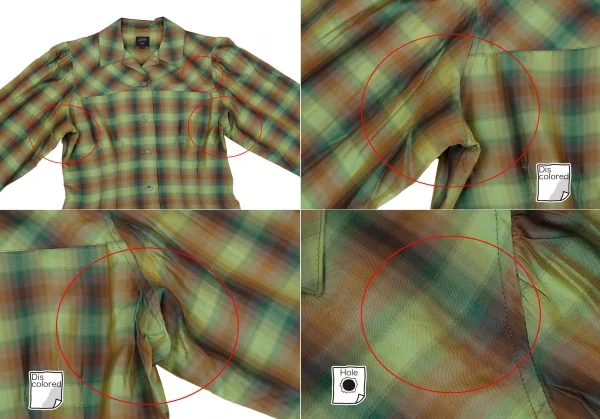 ジャンポールゴルチエ ファムJean Paul GAULTIER FEMME キュプラシルク光沢チェックシャツ 緑40 K-118145_003