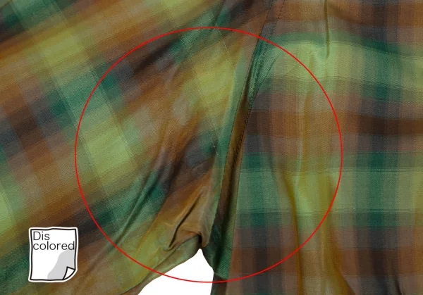 ジャンポールゴルチエ ファムJean Paul GAULTIER FEMME キュプラシルク光沢チェックシャツ 緑40 K-118145_013