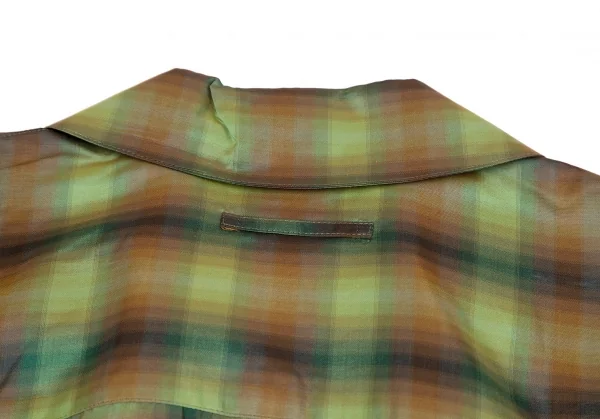 ジャンポールゴルチエ ファムJean Paul GAULTIER FEMME キュプラシルク光沢チェックシャツ 緑40 K-118145_016