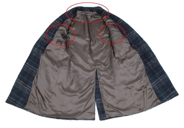 ガブリエレパジーニGABRIELE PASINI シャギーウールチェックダブルコート 青46 K-118157_011