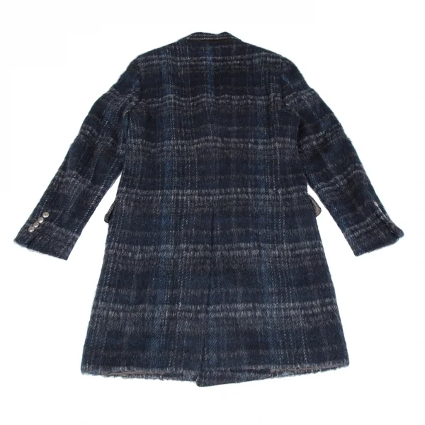 ガブリエレパジーニGABRIELE PASINI シャギーウールチェックダブルコート 青46 K-118157_015
