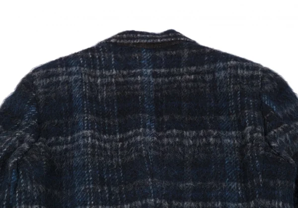 ガブリエレパジーニGABRIELE PASINI シャギーウールチェックダブルコート 青46 K-118157_016