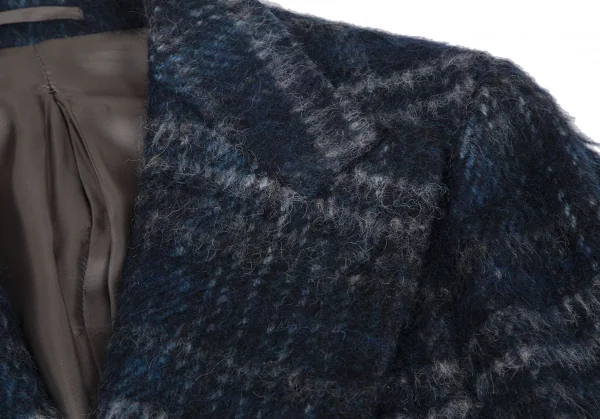 ガブリエレパジーニGABRIELE PASINI シャギーウールチェックダブルコート 青46 K-118157_003