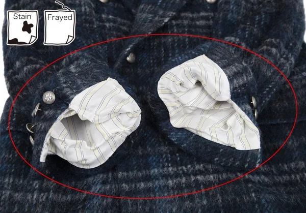 ガブリエレパジーニGABRIELE PASINI シャギーウールチェックダブルコート 青46 K-118157_006