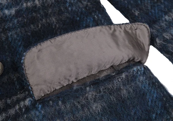 ガブリエレパジーニGABRIELE PASINI シャギーウールチェックダブルコート 青46 K-118157_008