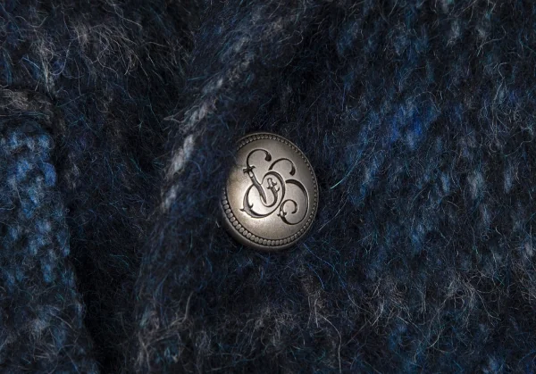 ガブリエレパジーニGABRIELE PASINI シャギーウールチェックダブルコート 青46 K-118157_009