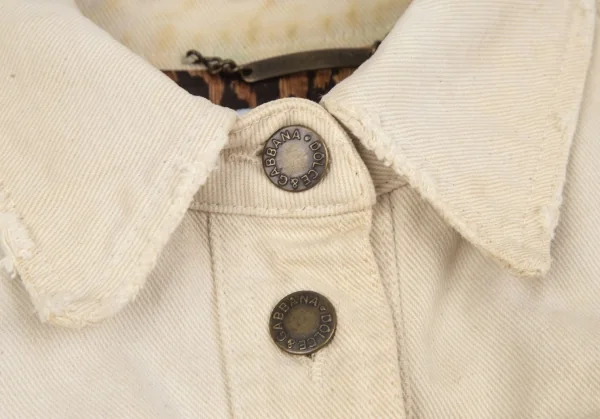 ドルチェ&ガッバーナDOLCE&GABBANA 裏レオパードダメージ加工コットンジャケット 生成り40 K-118161_004