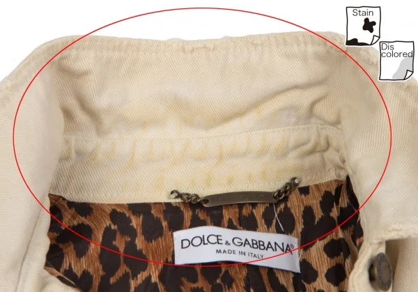 ドルチェ&ガッバーナDOLCE&GABBANA 裏レオパードダメージ加工コットンジャケット 生成り40 K-118161_005