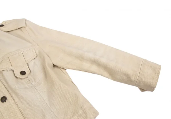 ドルチェ&ガッバーナDOLCE&GABBANA 裏レオパードダメージ加工コットンジャケット 生成り40 K-118161_006