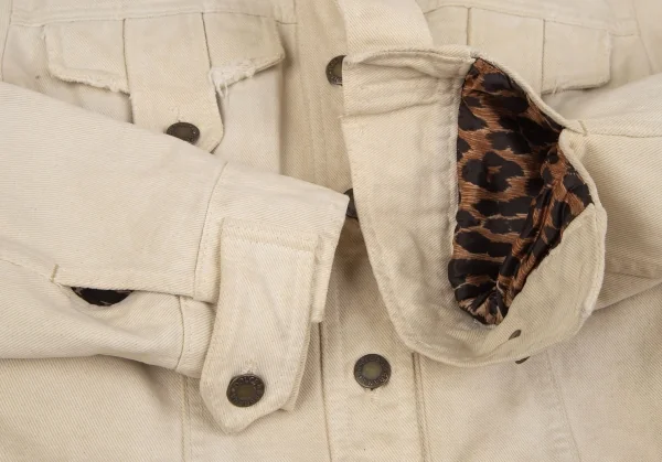 ドルチェ&ガッバーナDOLCE&GABBANA 裏レオパードダメージ加工コットンジャケット 生成り40 K-118161_010