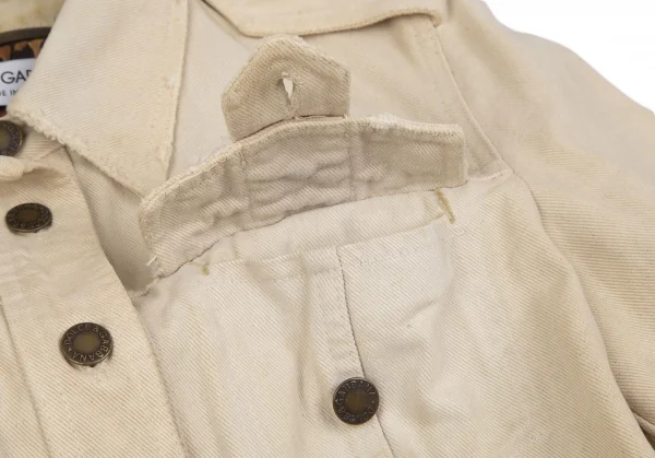 ドルチェ&ガッバーナDOLCE&GABBANA 裏レオパードダメージ加工コットンジャケット 生成り40 K-118161_013