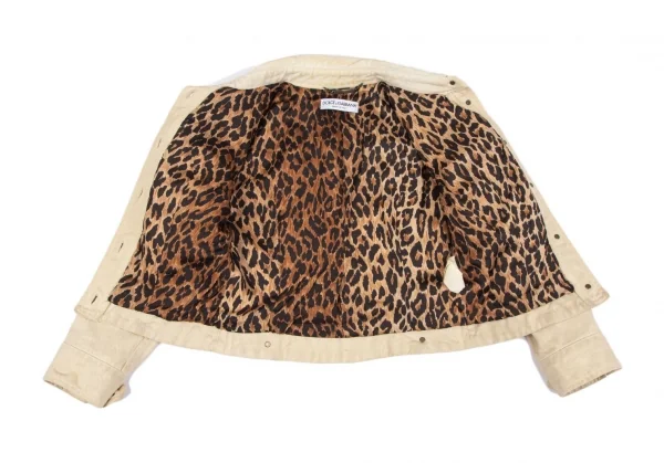 ドルチェ&ガッバーナDOLCE&GABBANA 裏レオパードダメージ加工コットンジャケット 生成り40 K-118161_014