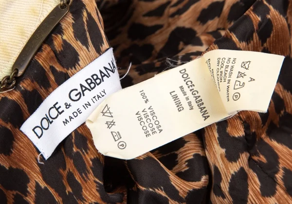 ドルチェ&ガッバーナDOLCE&GABBANA 裏レオパードダメージ加工コットンジャケット 生成り40 K-118161_019