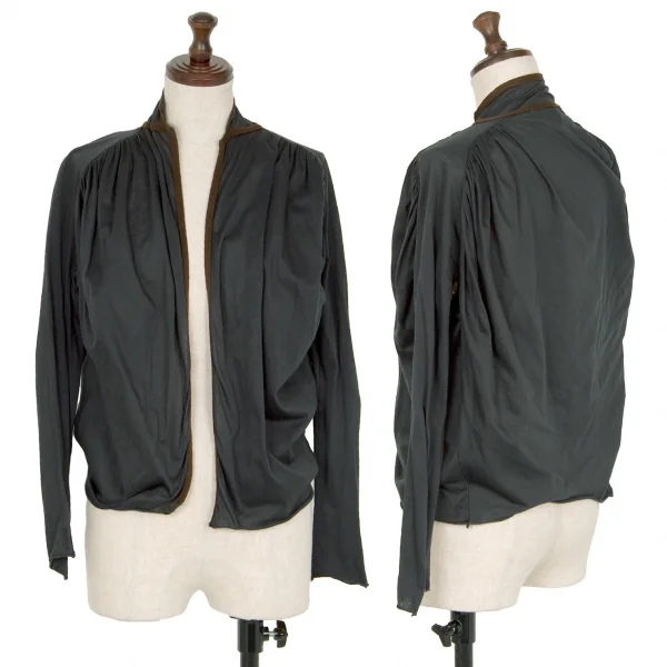 カラーkolor ショルダーギャザーボタンレスカーディガン 深緑1 K-118163_001