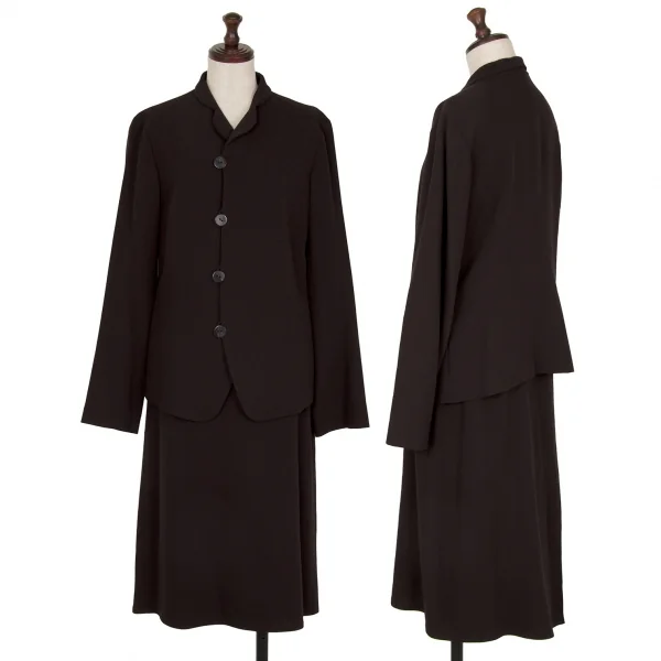 ヨーガンレールJURGEN LEHL ウールアンゴララウンドカラーセミダブルセットアップスーツ 焦げ茶M K-118184_001