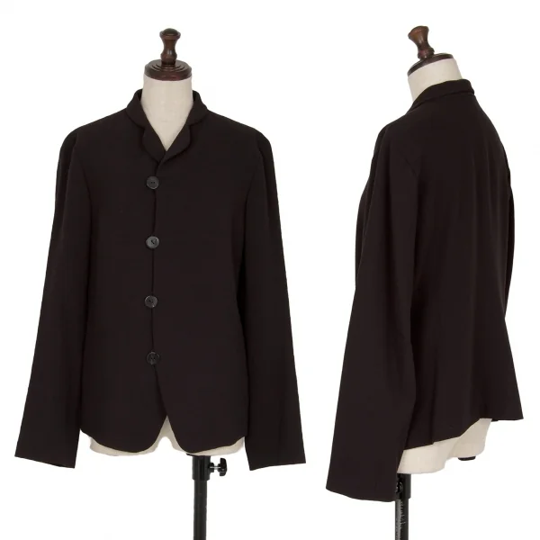 ヨーガンレールJURGEN LEHL ウールアンゴララウンドカラーセミダブルセットアップスーツ 焦げ茶M K-118184_002