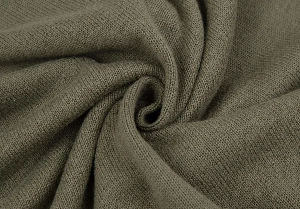 パパスPapas コットンリネンニットカーディガンベスト カーキM K-118185_010