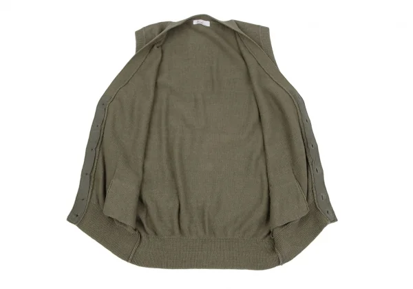パパスPapas コットンリネンニットカーディガンベスト カーキM K-118185_008