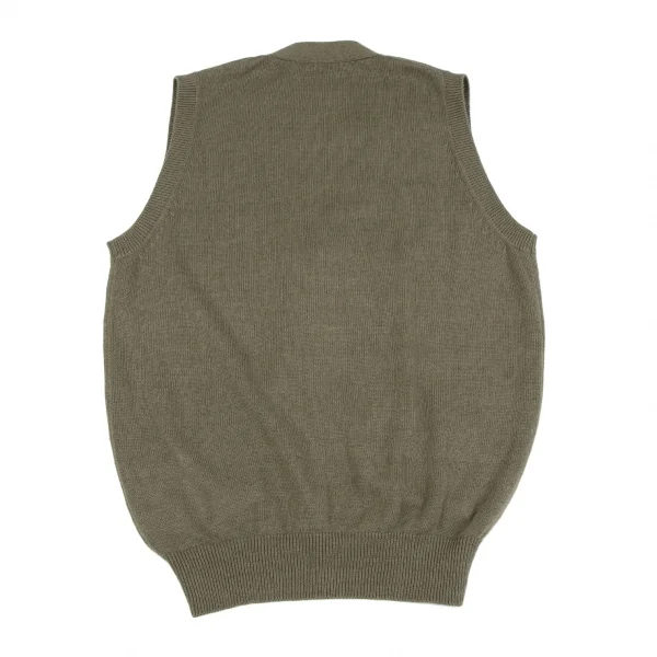 パパスPapas コットンリネンニットカーディガンベスト カーキM K-118185_009