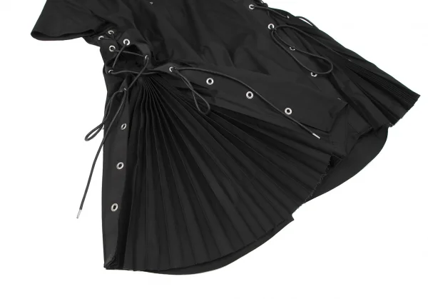 サカイsacai サイドプリーツレースアップ半袖シャツワンピース 黒3 K-118187_011