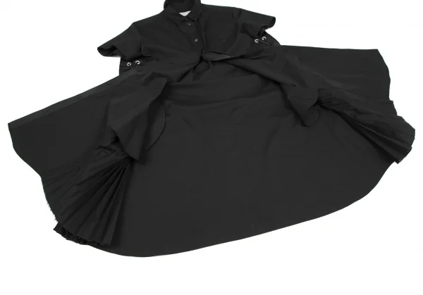 サカイsacai サイドプリーツレースアップ半袖シャツワンピース 黒3 K-118187_012