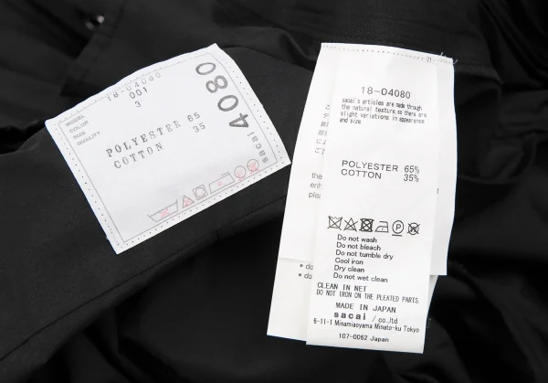 サカイsacai サイドプリーツレースアップ半袖シャツワンピース 黒3 K-118187_016