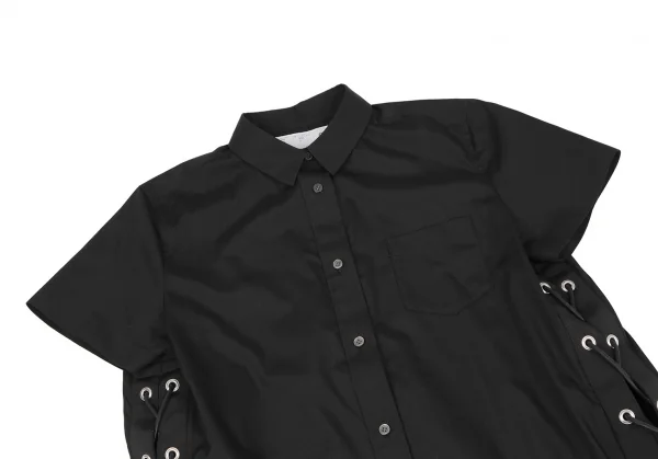 サカイsacai サイドプリーツレースアップ半袖シャツワンピース 黒3 K-118187_003