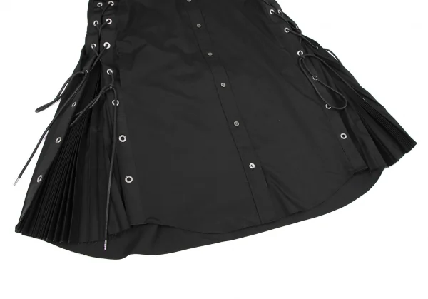 サカイsacai サイドプリーツレースアップ半袖シャツワンピース 黒3 K-118187_009