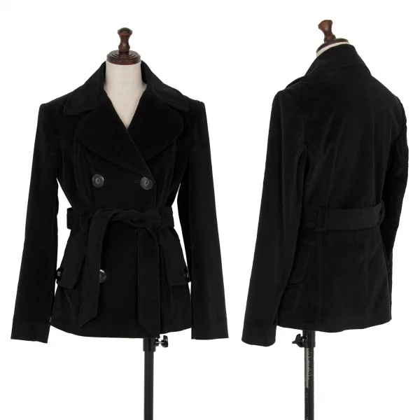 ディーアンドジーD&G ベロア丸襟ピーコート 黒38 K-118201_001