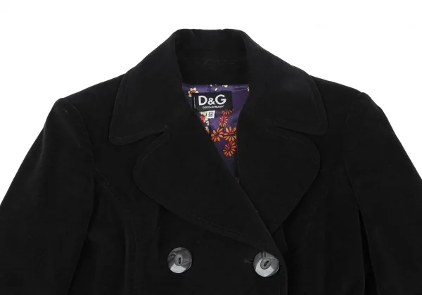 ディーアンドジーD&G ベロア丸襟ピーコート 黒38 K-118201_003