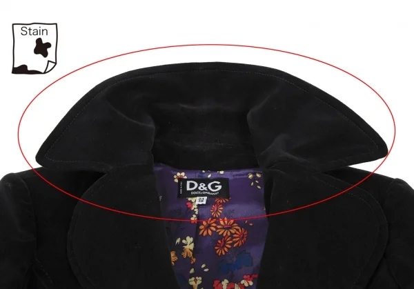 ディーアンドジーD&G ベロア丸襟ピーコート 黒38 K-118201_004