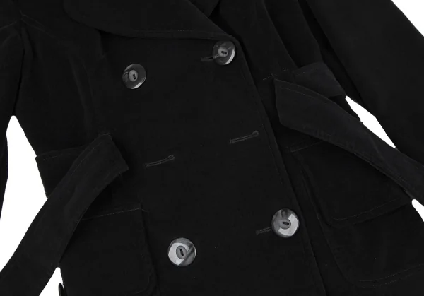 ディーアンドジーD&G ベロア丸襟ピーコート 黒38 K-118201_012