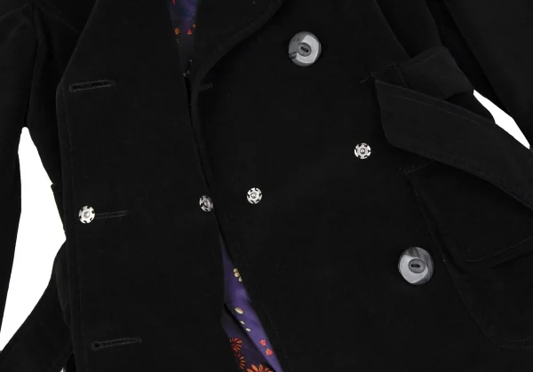 ディーアンドジーD&G ベロア丸襟ピーコート 黒38 K-118201_013