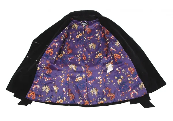 ディーアンドジーD&G ベロア丸襟ピーコート 黒38 K-118201_014