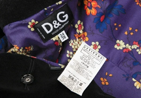 ディーアンドジーD&G ベロア丸襟ピーコート 黒38 K-118201_020