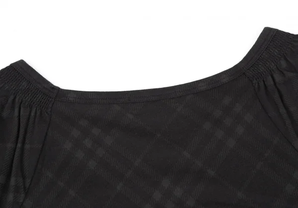 バーバリー ブルーレーベルBURBERRY BLUE LABEL チェックプリントギャザーショルダーチュニック 黒38 K-118213_014