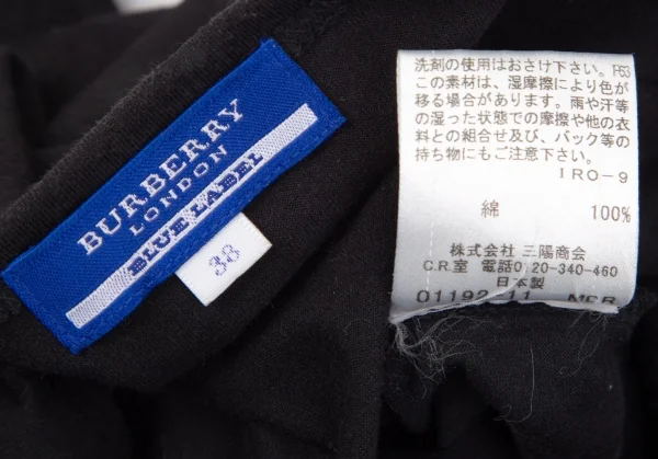 バーバリー ブルーレーベルBURBERRY BLUE LABEL チェックプリントギャザーショルダーチュニック 黒38 K-118213_018