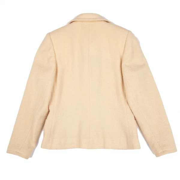 イヴサンローランYves Saint Laurent ボタンデザインツイードシングルジャケット ピンクベージュS K-118215_014