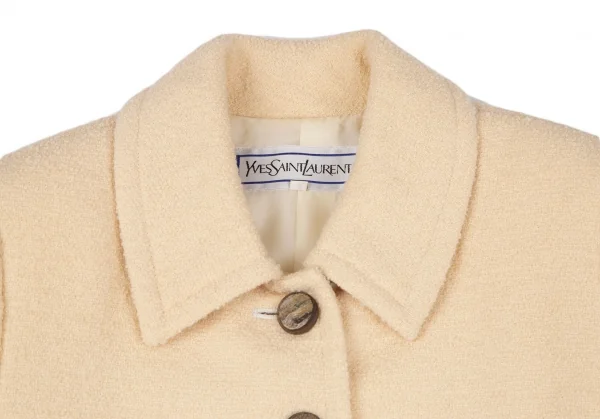 イヴサンローランYves Saint Laurent ボタンデザインツイードシングルジャケット ピンクベージュS K-118215_003