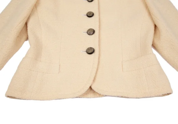 イヴサンローランYves Saint Laurent ボタンデザインツイードシングルジャケット ピンクベージュS K-118215_008