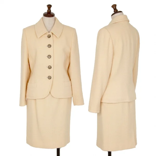 イヴサンローランYves Saint Laurent ツイード台形スカート ピンクベージュS K-118216_013