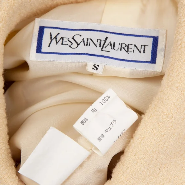 イヴサンローランYves Saint Laurent ボタンデザインツイードシングルセットアップスーツ ピンクベージュS K-118217_011