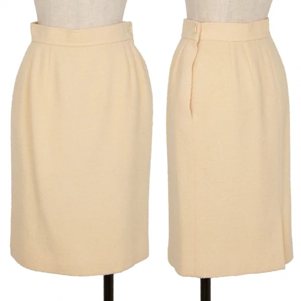 イヴサンローランYves Saint Laurent ボタンデザインツイードシングルセットアップスーツ ピンクベージュS K-118217_012