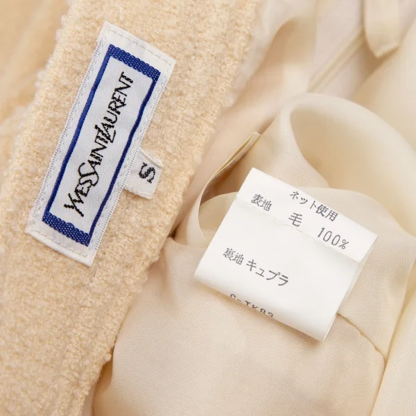 イヴサンローランYves Saint Laurent ボタンデザインツイードシングルセットアップスーツ ピンクベージュS K-118217_019