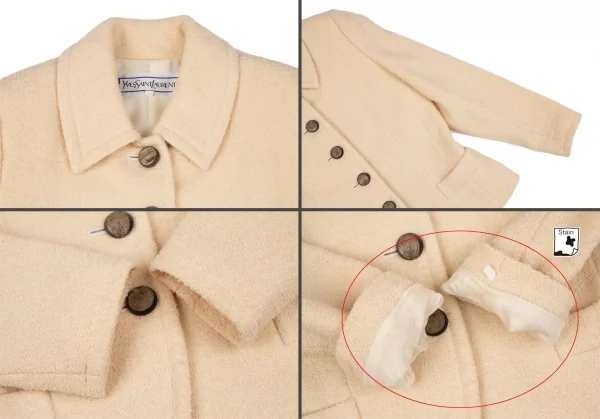 イヴサンローランYves Saint Laurent ボタンデザインツイードシングルセットアップスーツ ピンクベージュS K-118217_004