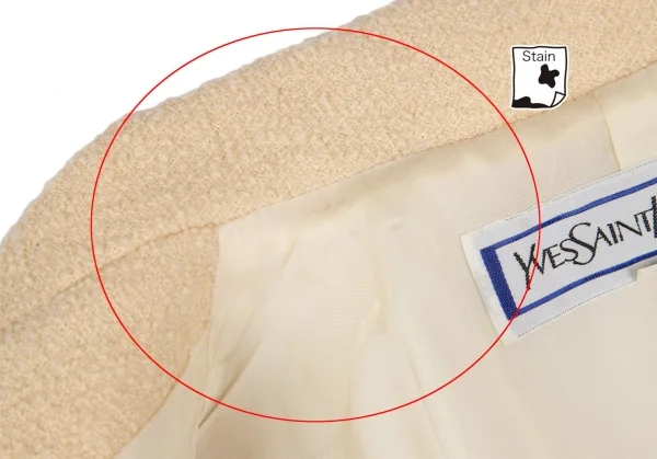 イヴサンローランYves Saint Laurent ボタンデザインツイードシングルセットアップスーツ ピンクベージュS K-118217_007