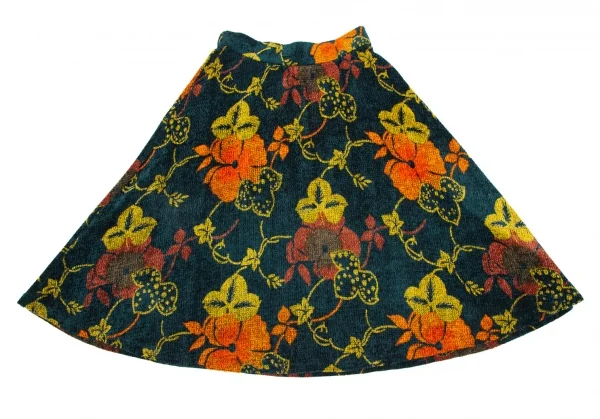 ケンゾーKENZO ボタニカルプリントベロアスカート 深緑他M K-118221_010