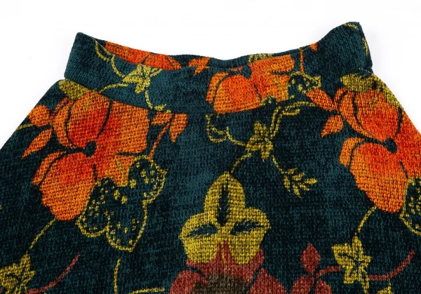 ケンゾーKENZO ボタニカルプリントベロアスカート 深緑他M K-118221_003